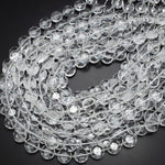 AAA Super Clear Real Genuine Natural Rock Crystal Quartz 10mm 12mm Faceted Coin Beads 15.5" Strand