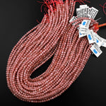 AAA Natural Pink Rhodochrosite 4mm 5mm Smooth Polished Round Beads 15.5" Strand