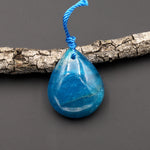 Natural Teal Blue Apatite Teardrop Pendant Gemstone Focal Bead