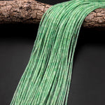 Natural Green Aventurine 4x2mm Small Thin Smooth Spacer Tube Beads 15.5" Strand