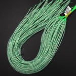 Natural Green Aventurine 4x2mm Small Thin Smooth Spacer Tube Beads 15.5" Strand