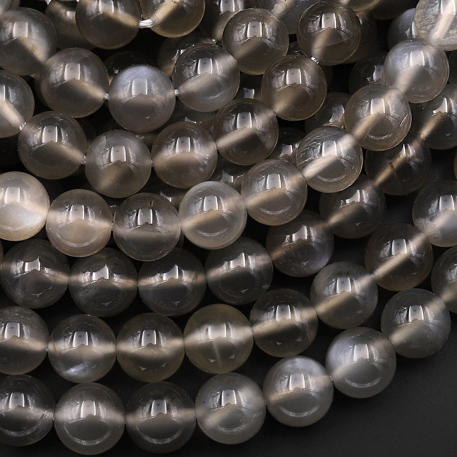 AAA Translucent Natural Black Moonstone 5mm 6mm 8mm 10mm Round Beads 15.5" Strand