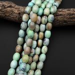Seafoam Green Brown Aqua Terra Agate Drum Barrel Beads Aka Dragon Eye Agate 13.5" Strand