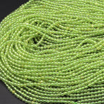 Natural Green Peridot 2mm Round Beads Real Genuine Gemstone 15.5" Strand