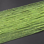 Natural Green Peridot 2mm Round Beads Real Genuine Gemstone 15.5" Strand