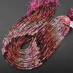 Real Genuine Natural Spinel Faceted Round Beads 4mm Multicolor Red Pink Purple Gray Orange Gemstone 15.5" Strand
