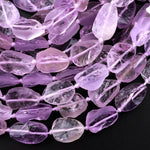 Natural Amethyst Beads Freeform Center Side Drilled Teardrop Oval Druzy Crystal Gemstone 15.5" Strand