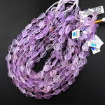 Natural Amethyst Beads Freeform Center Side Drilled Teardrop Oval Druzy Crystal Gemstone 15.5" Strand