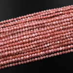 AAA Natural Pink Rhodochrosite 4mm 5mm Smooth Polished Round Beads 15.5" Strand
