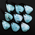 AAA Natural Larimar Teardrop Pear Pendant Genuine Real Blue Larimar Gemstone Focal Bead