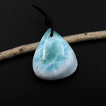 AAA Natural Larimar Teardrop Pear Pendant Genuine Real Blue Larimar Gemstone Focal Bead