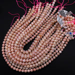 AA Natural Peruvian Pink Opal 6mm 8mm 10mm 12mm 14mm Smooth Round Beads Gemstone 15.5" Strand
