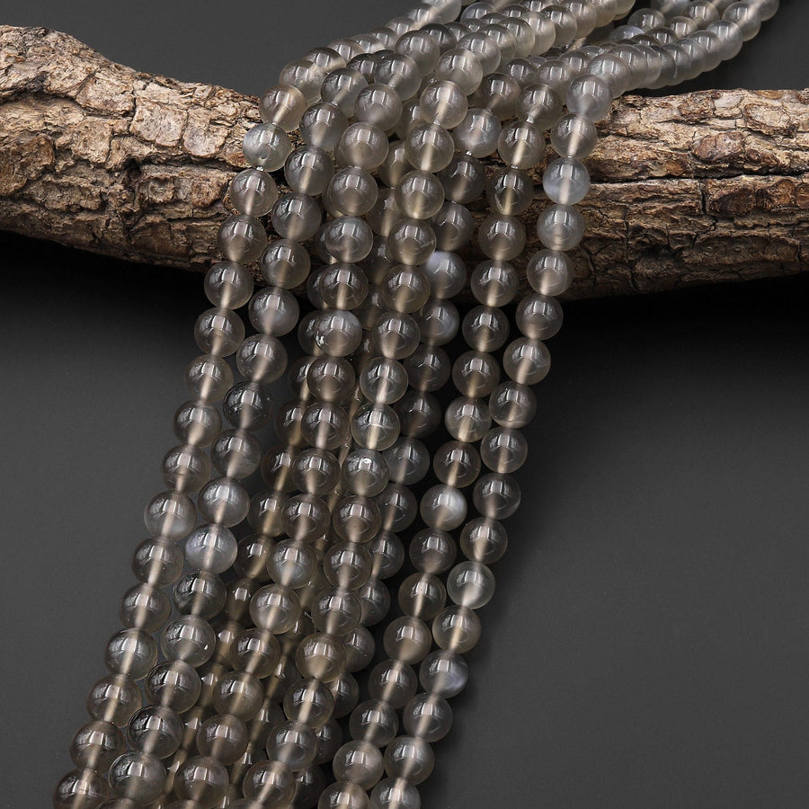 AAA Translucent Natural Black Moonstone 5mm 6mm 8mm 10mm Round Beads 15.5" Strand