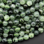 Natural Prehnite 4mm 6mm 8mm 10mm Smooth Round Beads Green Tourmaline Rutile 15.5" Strand