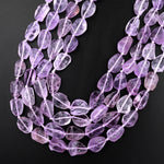 Natural Amethyst Beads Freeform Center Side Drilled Teardrop Oval Druzy Crystal Gemstone 15.5" Strand