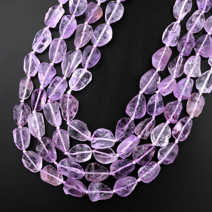Natural Amethyst Beads Freeform Center Side Drilled Teardrop Oval Druzy Crystal Gemstone 15.5" Strand
