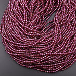 AAA Natural Purple Garnet From Mozambique Micro Faceted 2mm 3mm Round Gemstone Beads 15.5" Strand