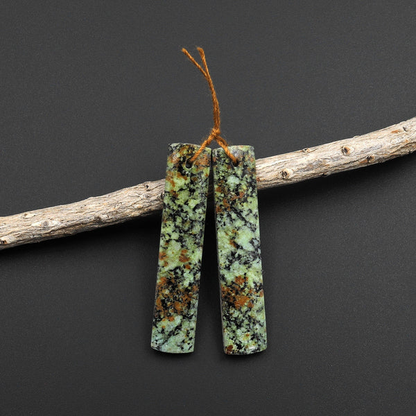 Natural African Turquoise Earring Pair Rectangle Cabochon Cab Pair Drilled Matched Earrings Natural Stone Bead Pair A4