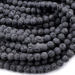 Unwaxed A Grade Natural Black Gray Lava Beads 4mm 6mm 8mm 10mm 14mm 16mm Volcanic Stone Mala Beads Essential Oil Treatment 15.5" Strand