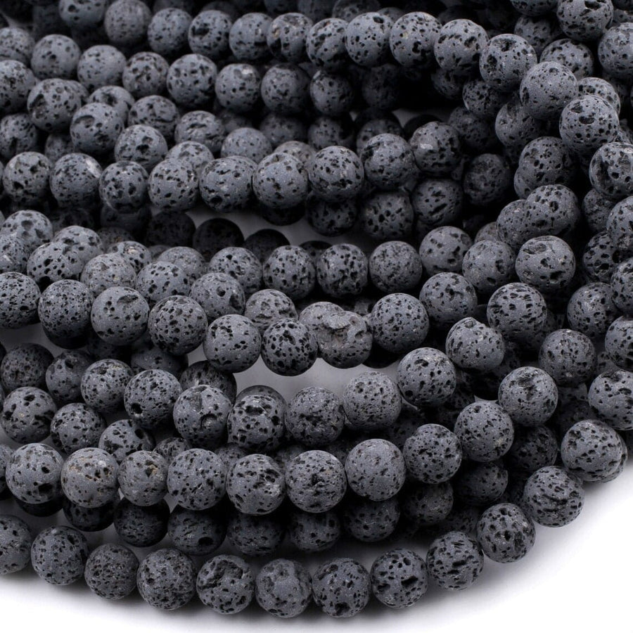 Unwaxed A Grade Natural Black Gray Lava Beads 4mm 6mm 8mm 10mm 14mm 16mm Volcanic Stone Mala Beads Essential Oil Treatment 15.5" Strand