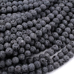 Unwaxed A Grade Natural Black Gray Lava Beads 4mm 6mm 8mm 10mm 14mm 16mm Volcanic Stone Mala Beads Essential Oil Treatment 15.5" Strand