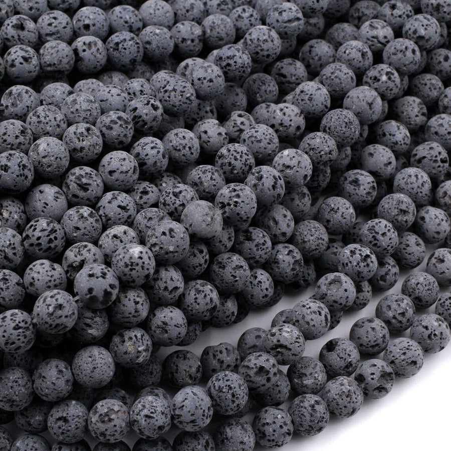 Unwaxed A Grade Natural Black Gray Lava Beads 4mm 6mm 8mm 10mm 14mm 16mm Volcanic Stone Mala Beads Essential Oil Treatment 15.5" Strand