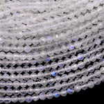 AAA Faceted Natural Blue Rainbow Moonstone Round Beads 2mm 3mm 4mm 6mm Gemstone 15.5" Strand