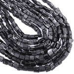 Raw Natural Black Tourmaline Beads Short Cylinder Tube Nugget Real Genuine Black Tourmaline Crystal Shaped Gemstones 17" Strand