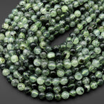 Natural Prehnite 4mm 6mm 8mm 10mm Smooth Round Beads Green Tourmaline Rutile 15.5" Strand