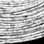 Natural Howlite 4x2mm Small Thin Smooth Spacer Tube Beads 15.5" Strand
