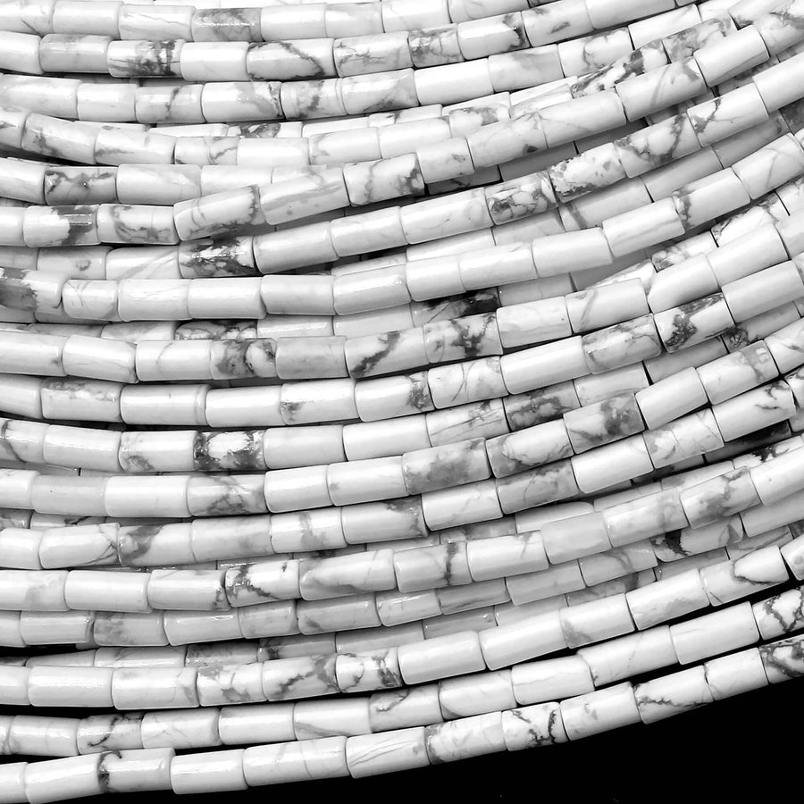Natural Howlite 4x2mm Small Thin Smooth Spacer Tube Beads 15.5" Strand