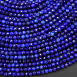 AAA Micro Faceted Natural Blue Lapis Lazuli Round Beads 3mm 4mm Diamond Cut Gemstone 15.5" Strand