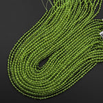 AAA+ Natural Green Peridot 3mm 4mm Smooth Round Beads Real Genuine Gemstone 15.5" Strand
