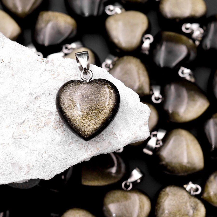 AAA Natural Golden Obsidian Puffy Heart Pendant