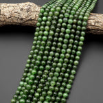 Real Genuine Natural Green Russian Siberian Jade Smooth 8mm 10mm Round Beads 15.5" Strand