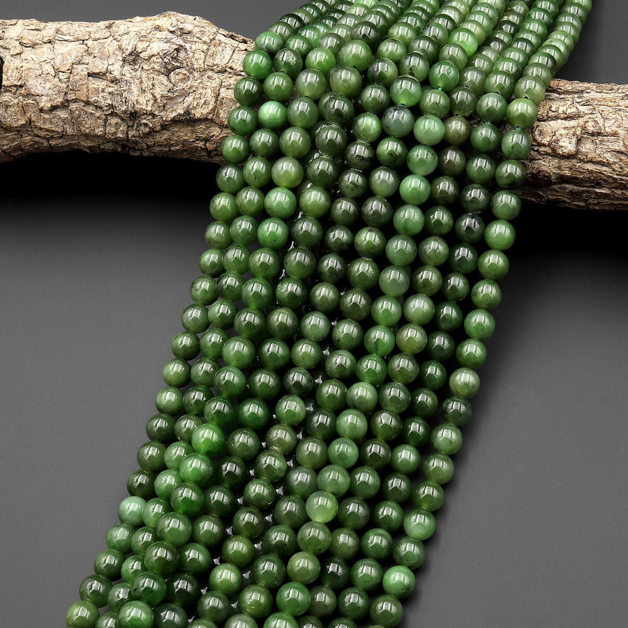 Real Genuine Natural Green Russian Siberian Jade Smooth 8mm 10mm Round Beads 15.5" Strand