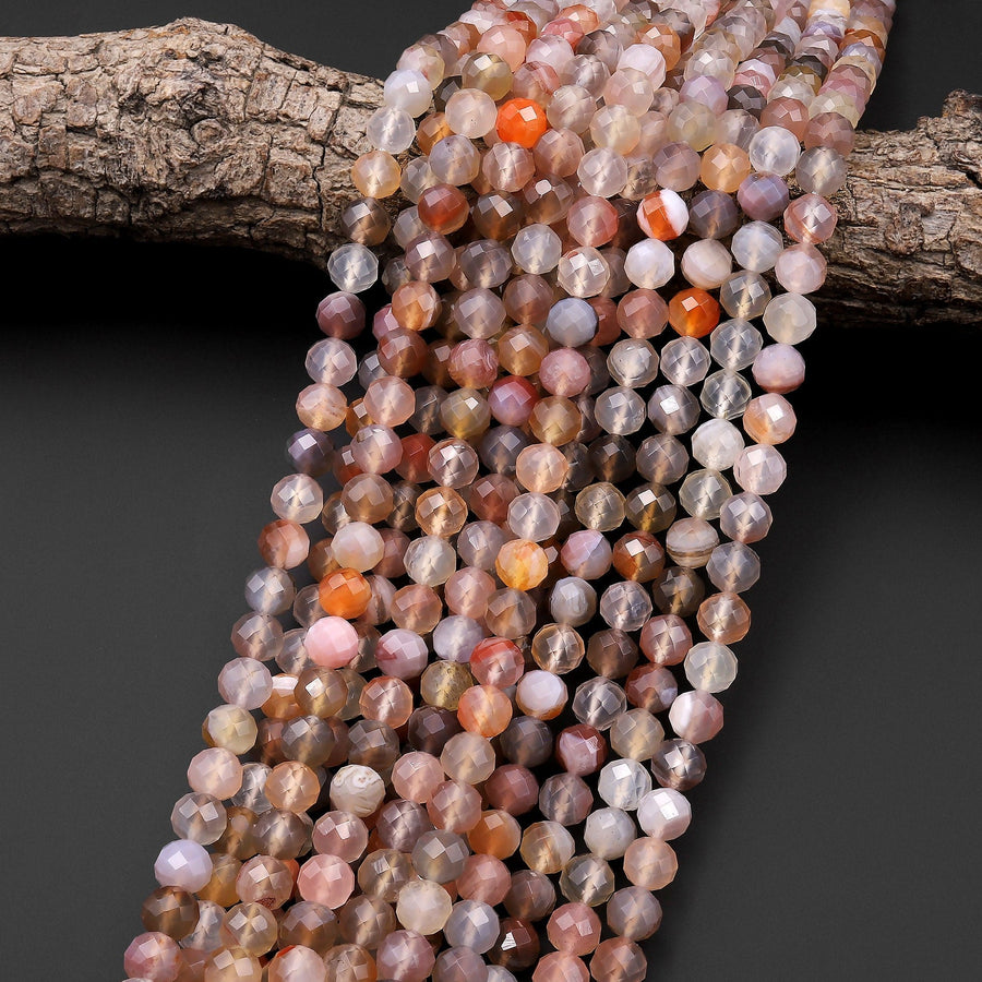 AAA Rare Faceted Natural Mozambique Agate 8mm 9mm 10mm Round Beads 15.5" Strand