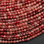 Faceted Rare Natural Red Lazasine (Andesine-Red Labradorite) 2mm 3mm 4mm 5mm 6mm Round Beads 15.5" Strand
