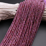AAA Natural Purple Garnet From Mozambique Micro Faceted 2mm 3mm Round Gemstone Beads 15.5" Strand