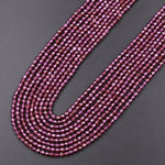 AAA Natural Purple Garnet From Mozambique Micro Faceted 2mm 3mm Round Gemstone Beads 15.5" Strand