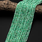 AA Real Genuine Natural Green Emerald Gemstone Faceted 2mm 3mm 4mm Round Beads May Birthstone 15.5" Strand