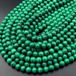 AAA Natural Green Malachite 4mm 6mm 8mm 10mm 12mm 14mm Smooth Round Beads Amazing Stripes 15.5" Strand