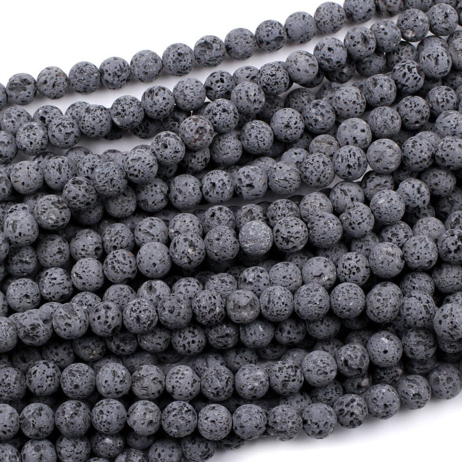 Unwaxed A Grade Natural Black Gray Lava Beads 4mm 6mm 8mm 10mm 14mm 16mm Volcanic Stone Mala Beads Essential Oil Treatment 15.5" Strand
