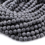 Unwaxed A Grade Natural Black Gray Lava Beads 4mm 6mm 8mm 10mm 14mm 16mm Volcanic Stone Mala Beads Essential Oil Treatment 15.5" Strand