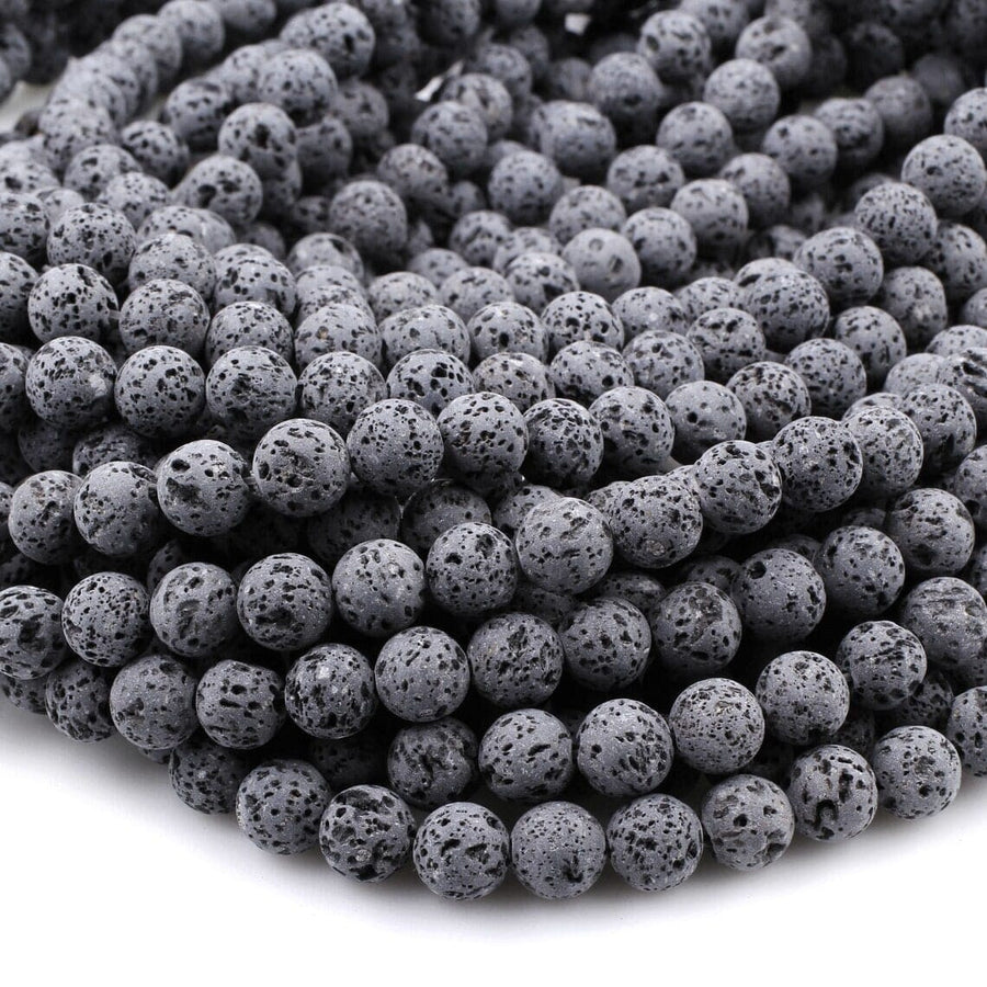 Unwaxed A Grade Natural Black Gray Lava Beads 4mm 6mm 8mm 10mm 14mm 16mm Volcanic Stone Mala Beads Essential Oil Treatment 15.5" Strand