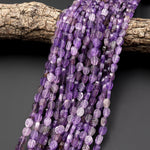 Natural Purple Amethyst Hand Carved Leaf Gemstone Beads 15.5" Strand