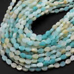 Natural Amazonite Hand Carved Leaf Gemstone Beads 15.5" Strand