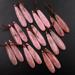 Natural Pink Rhodonite Earring Pair Teardrop Cabochon Drilled Matched Gemstone Bead Pair