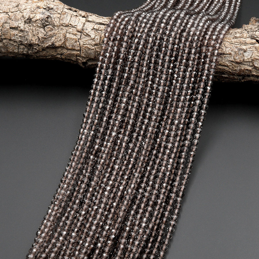 Faceted Natural Ice Obsidian Round Beads 2mm 3mm 4mm Gemstone 15.5" Strand