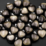 AAA Natural Golden Obsidian Puffy Heart Pendant